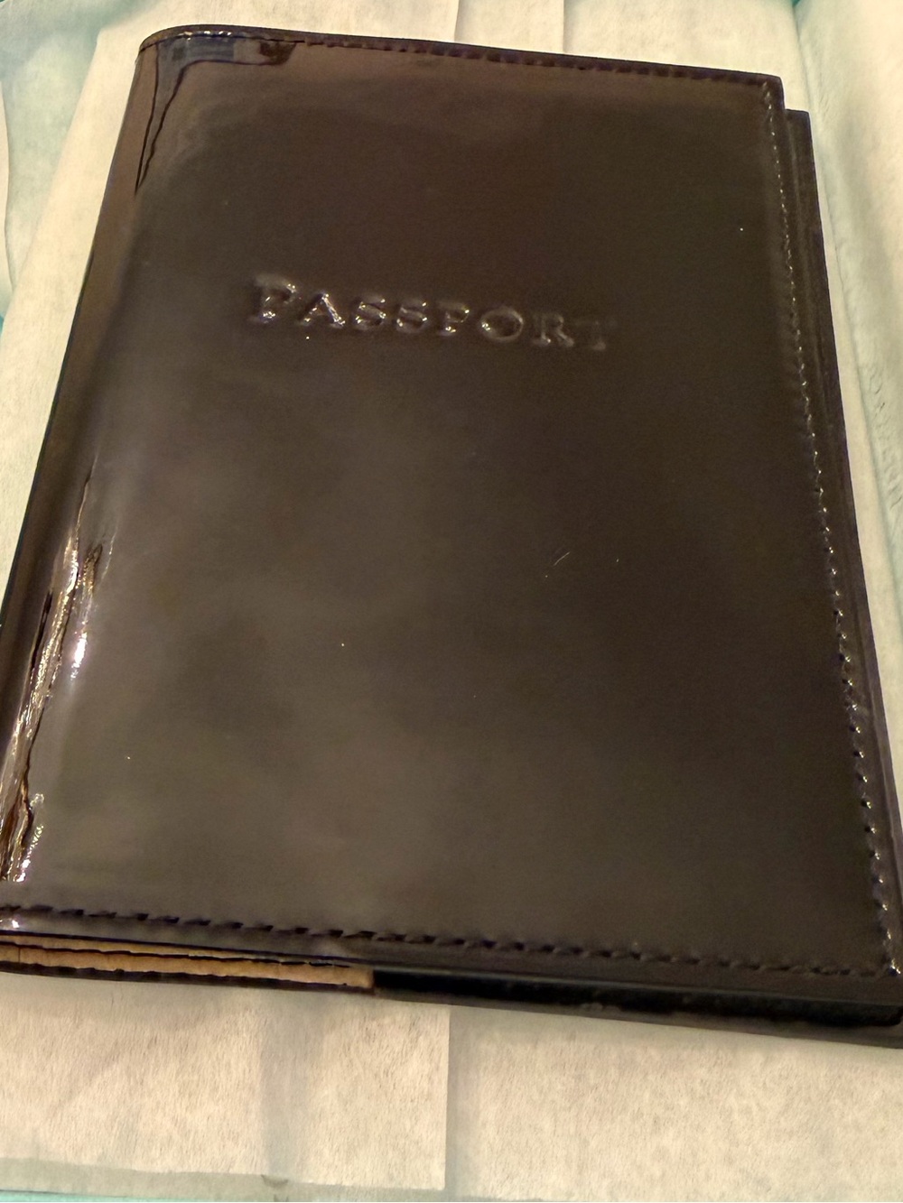 Tiffany&Co. Extremely Rare Men's Black Patent Leather Passport Holder
